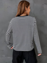 Striped Print Drop Shoulder Tee